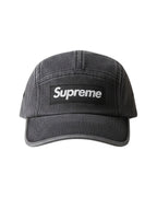 Plugmarket - Dark grey denim five-panel Supreme cap with white box logo patch. One size fits all.