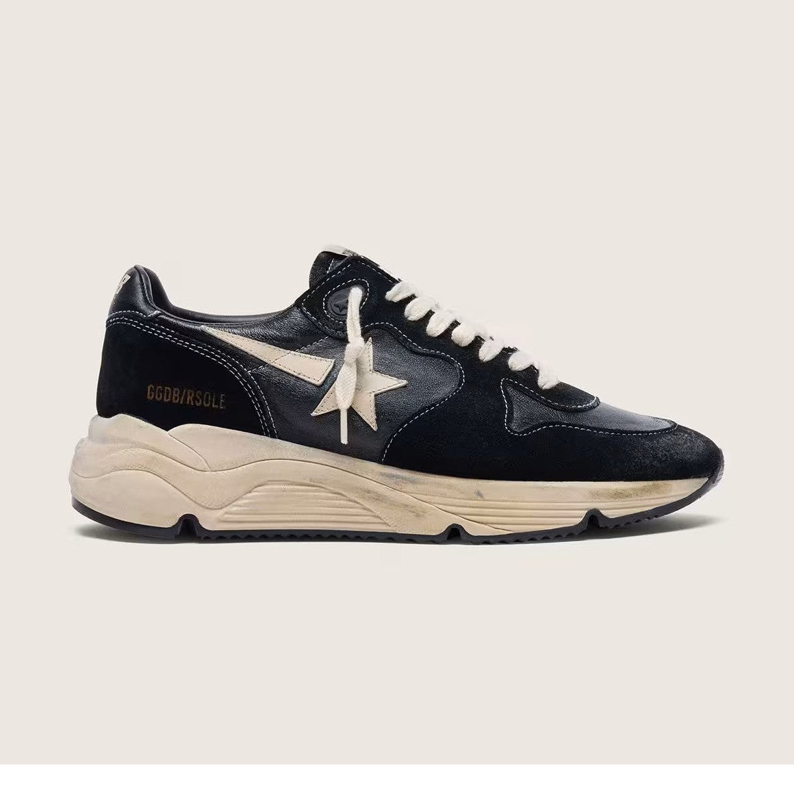 G00SE Running Sole en nappa et daim noirs