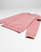 Plugmarket pink crewneck sweatshirt with Stone Island logo patch on sleeve. Cotton blend.