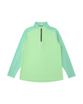 Plugmarket Running Division fluorescent green and mint green long sleeve running top with quarter zip.