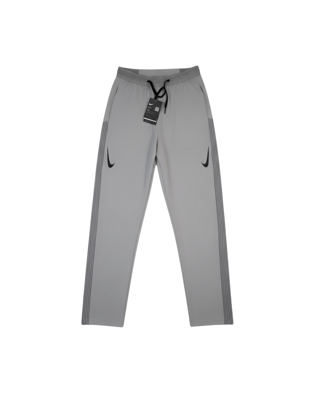 Plugmarket grey Nike Aeroswift running pants with black drawstring and side stripe detail.