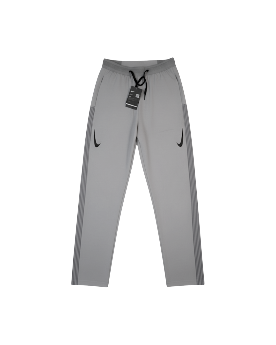 Plugmarket grey Nike Aeroswift running pants with black drawstring and side stripe detail.